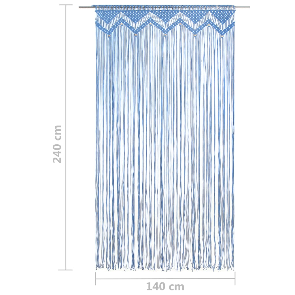 Gordijn Macramé 140X240 Cm Katoen Blauw