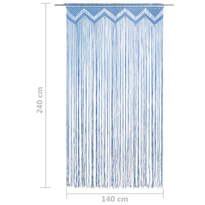 Gordijn Macramé 140X240 Cm Katoen Blauw