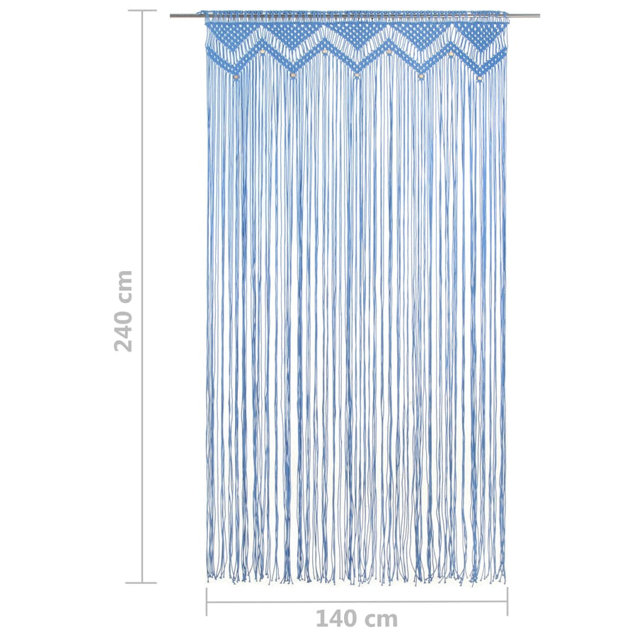 Gordijn Macramé 140X240 Cm Katoen Blauw