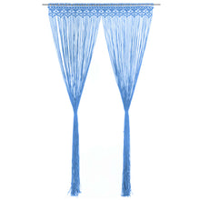 Gordijn Macramé 140X240 Cm Katoen Blauw