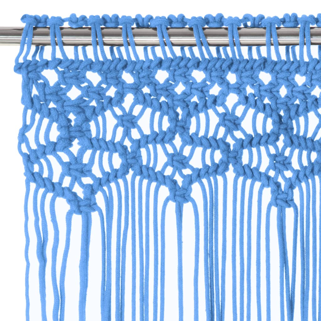 Gordijn Macramé 140X240 Cm Katoen Blauw