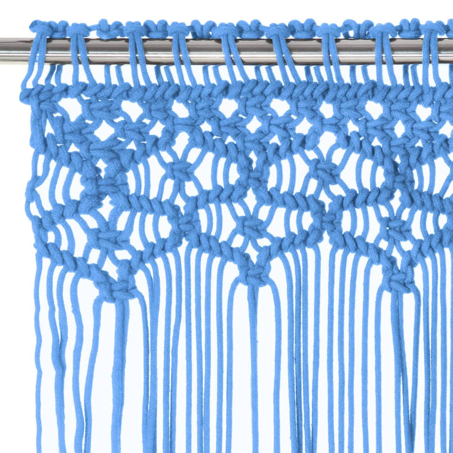Gordijn Macramé 140X240 Cm Katoen Blauw