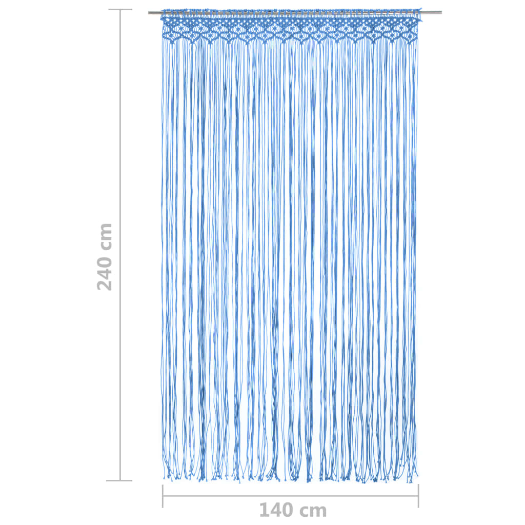 Gordijn Macramé 140X240 Cm Katoen Blauw