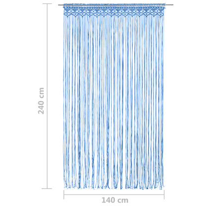 Gordijn Macramé 140X240 Cm Katoen Blauw