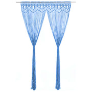 Gordijn macramé 140x240 cm katoen blauw