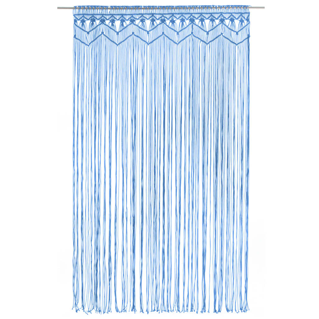 Gordijn Macramé 140X240 Cm Katoen Blauw