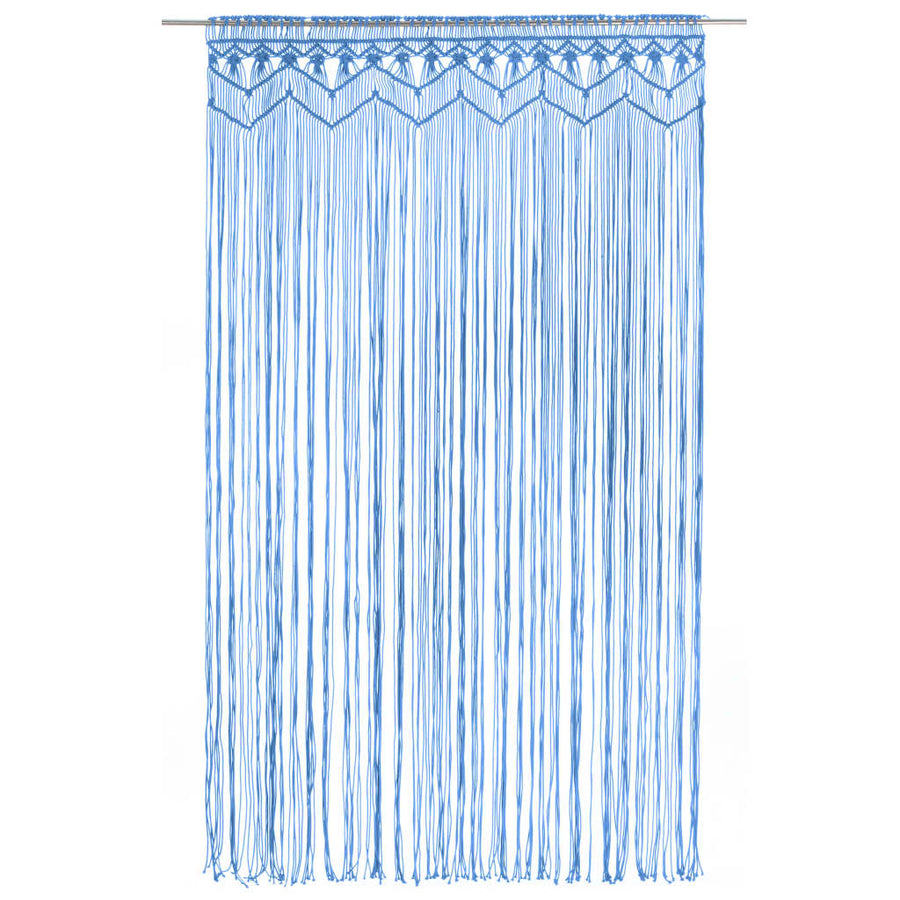 Gordijn Macramé 140X240 Cm Katoen Blauw