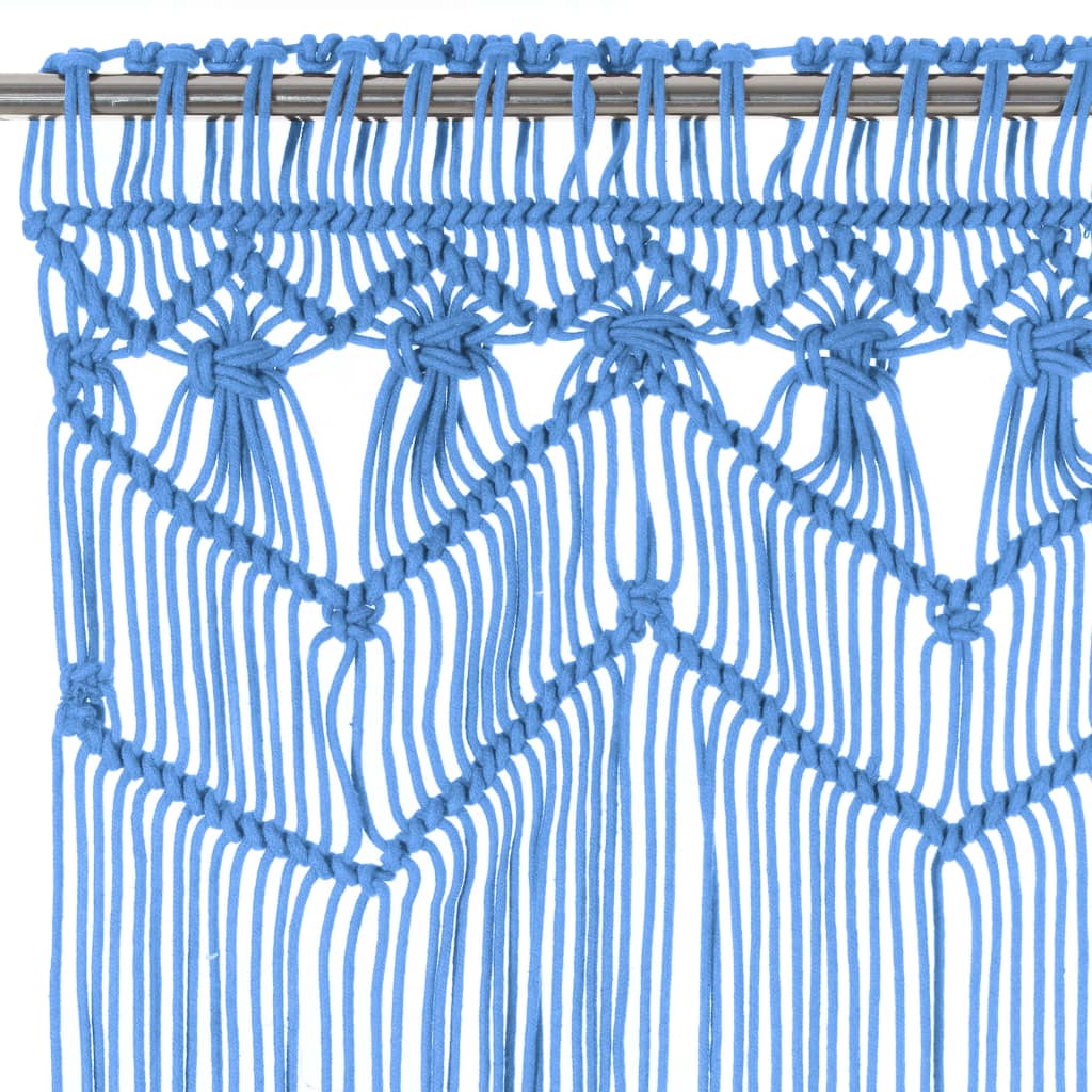 Gordijn Macramé 140X240 Cm Katoen Blauw