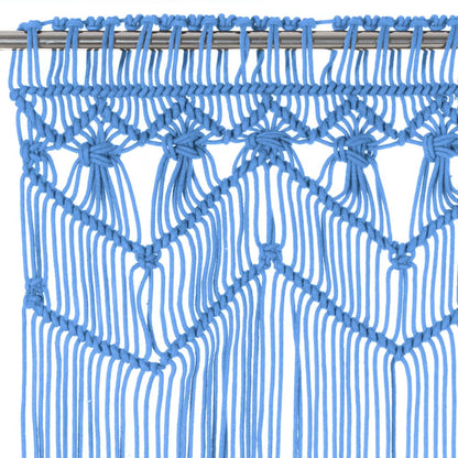Gordijn Macramé 140X240 Cm Katoen Blauw