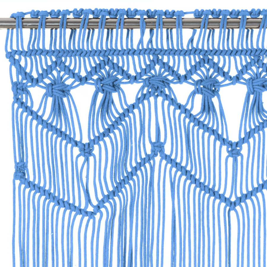 Gordijn Macramé 140X240 Cm Katoen Blauw