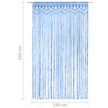 Gordijn Macramé 140X240 Cm Katoen Blauw