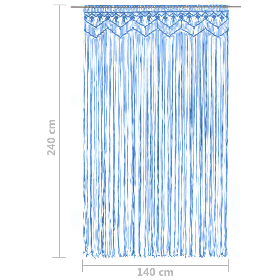 Gordijn Macramé 140X240 Cm Katoen Blauw