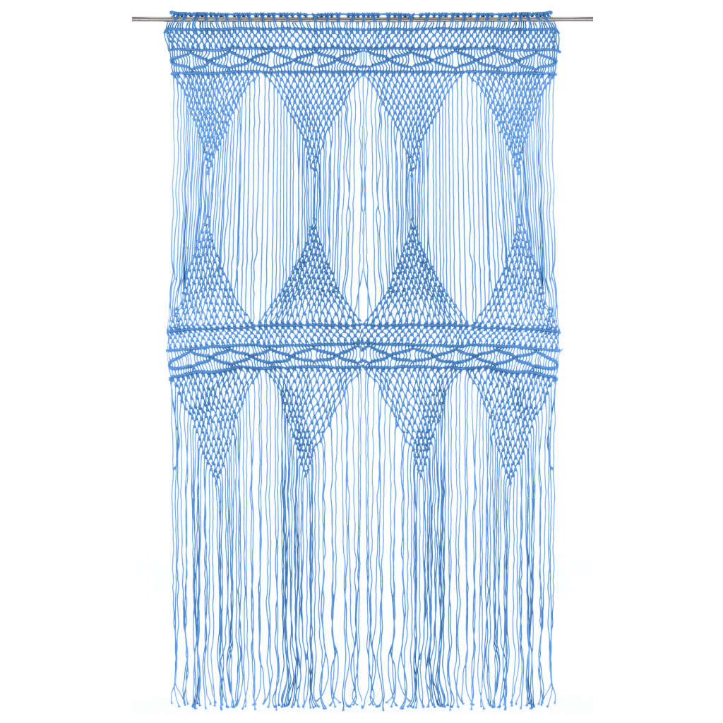 Gordijn Macramé 140X240 Cm Katoen Blauw