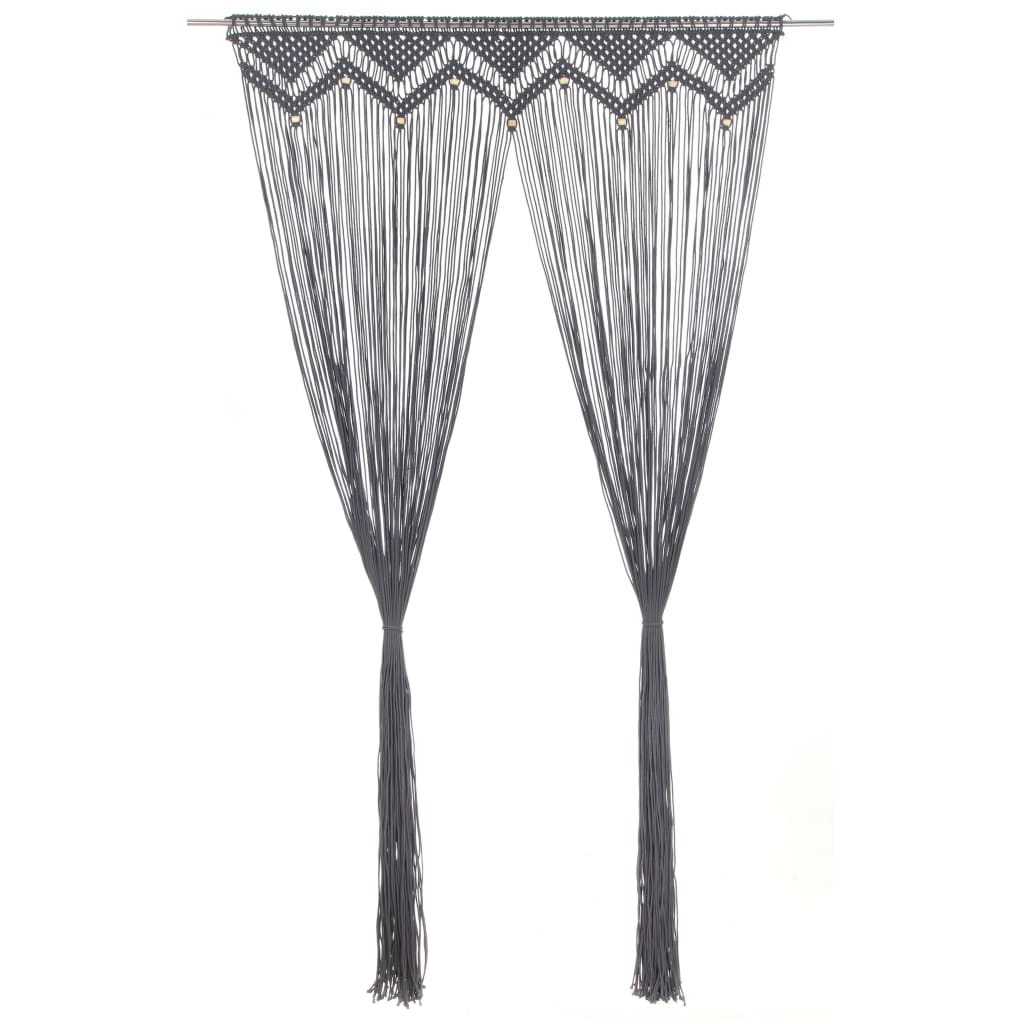 Gordijn Macramé 140X240 Cm Katoen Antraciet