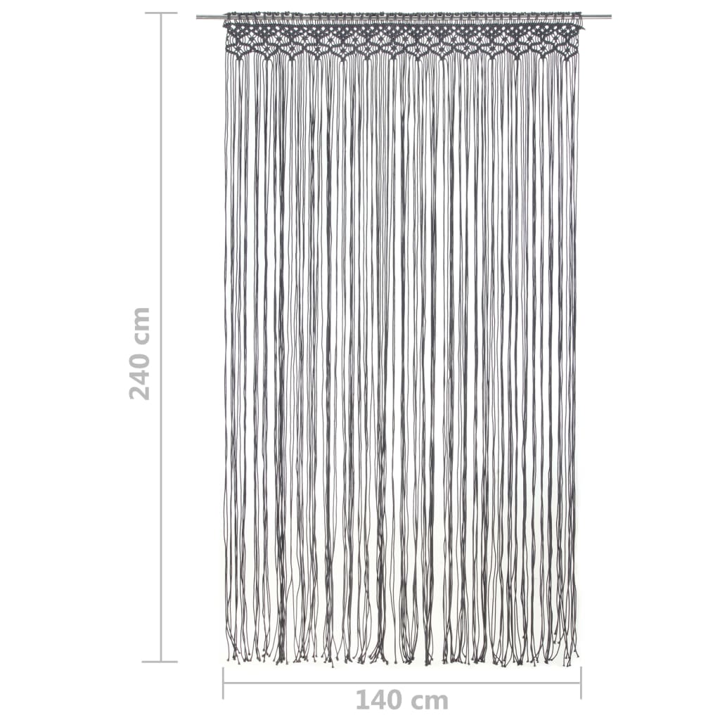 Gordijn Macramé 140X240 Cm Katoen Antraciet