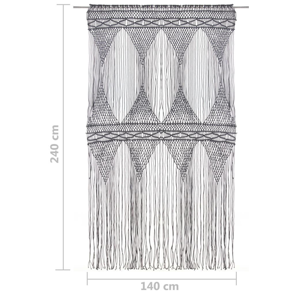 Gordijn Macramé 140X240 Cm Katoen Antraciet