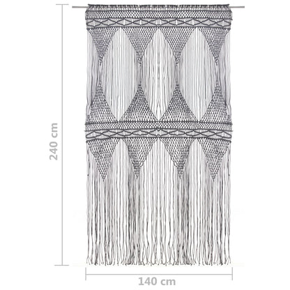 Gordijn Macramé 140X240 Cm Katoen Antraciet
