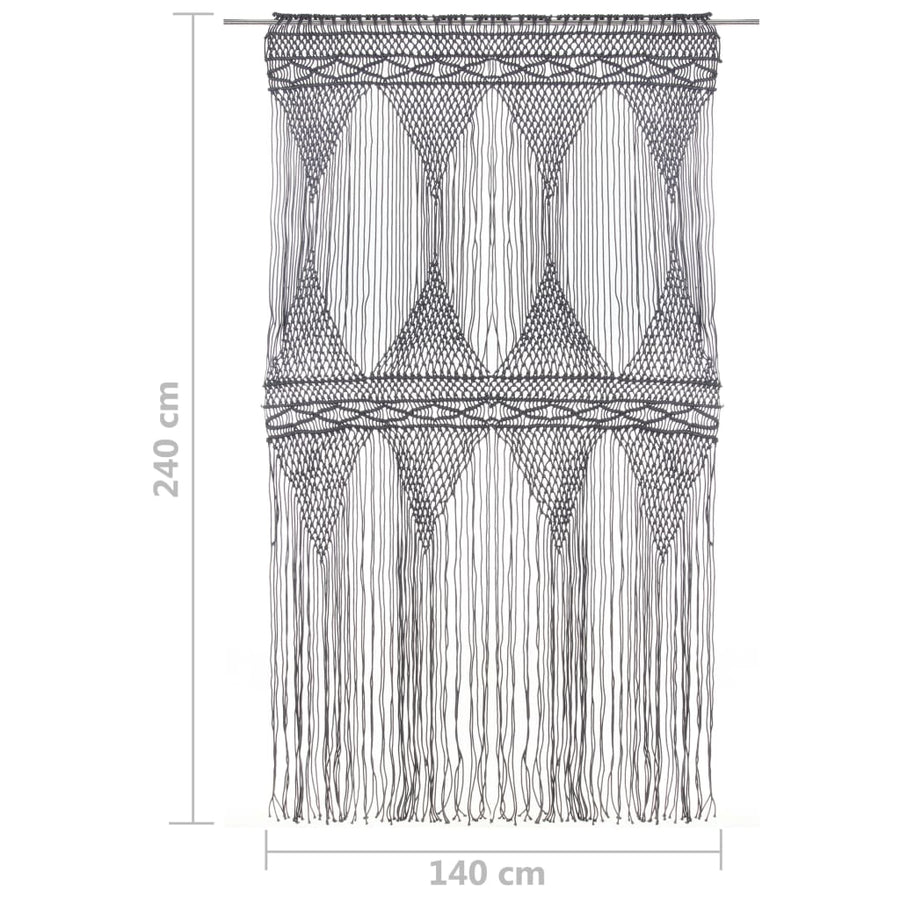 Gordijn Macramé 140X240 Cm Katoen Antraciet