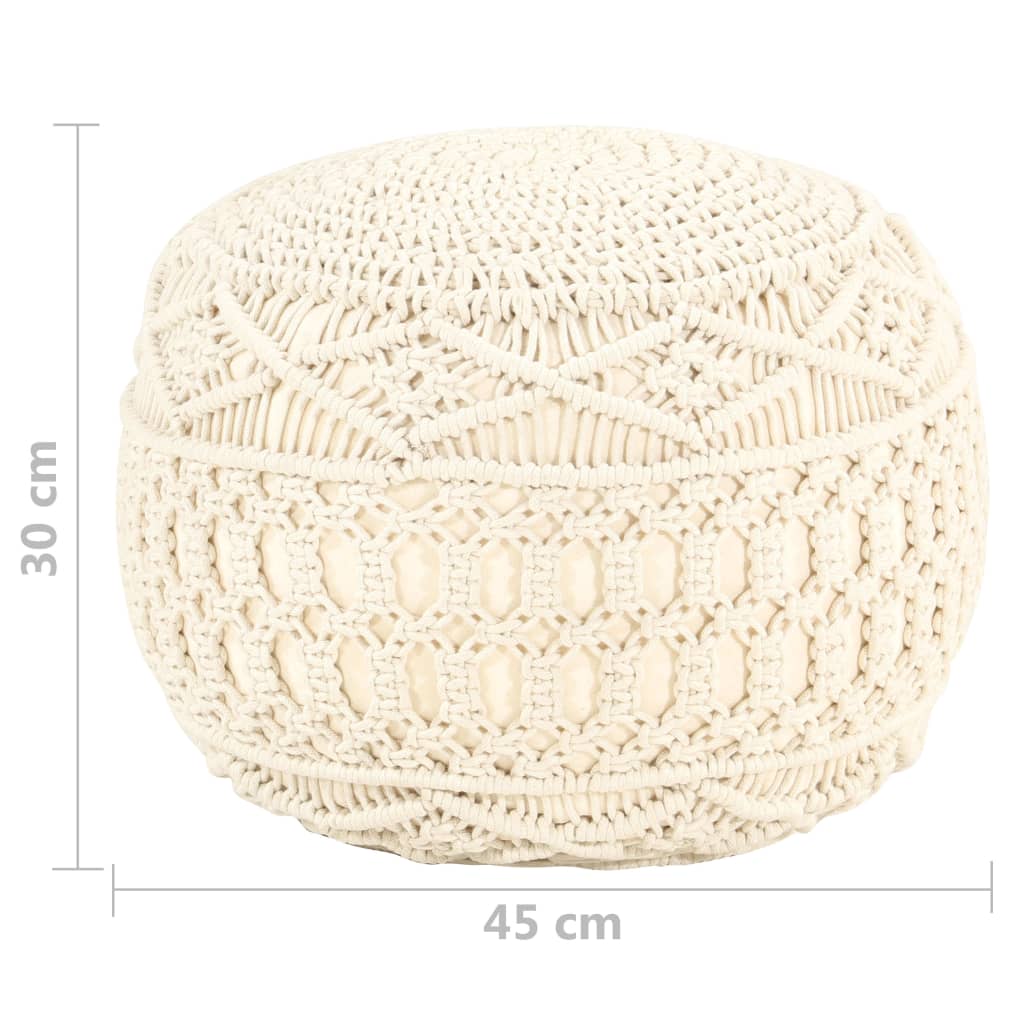 Poef Macramé Handgemaakt 45X30 Cm Katoen Patroon 1