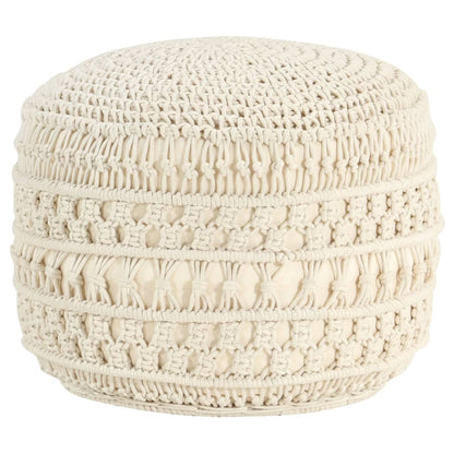 Poef Macramé Handgemaakt 45X30 Cm Katoen Wit