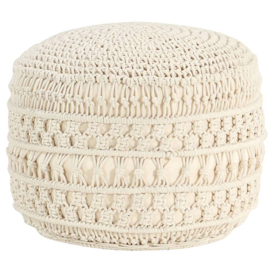 Poef Macramé Handgemaakt 45X30 Cm Katoen Wit
