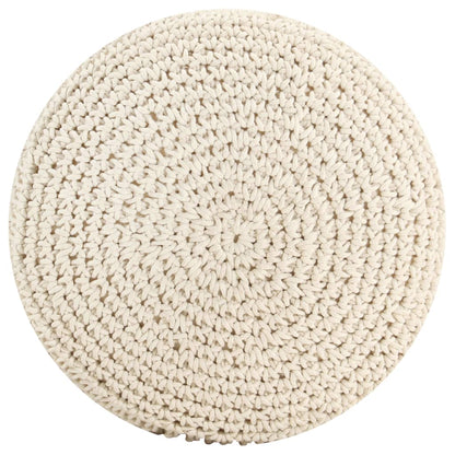 Poef Macramé Handgemaakt 45X30 Cm Katoen Wit