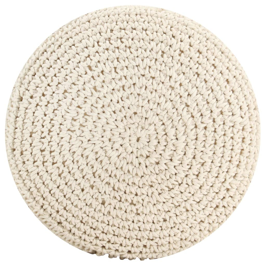 Poef Macramé Handgemaakt 45X30 Cm Katoen Wit