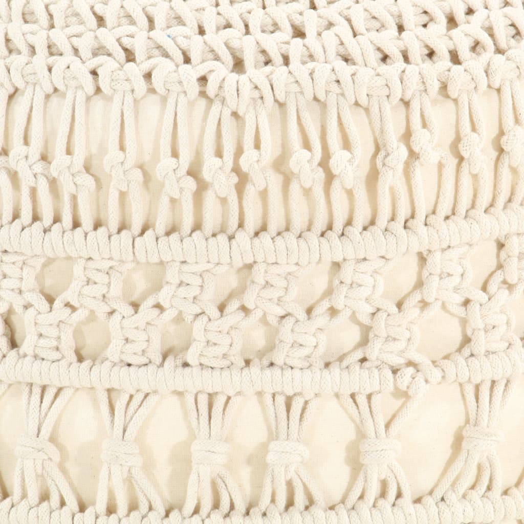 Poef Macramé Handgemaakt 45X30 Cm Katoen Wit
