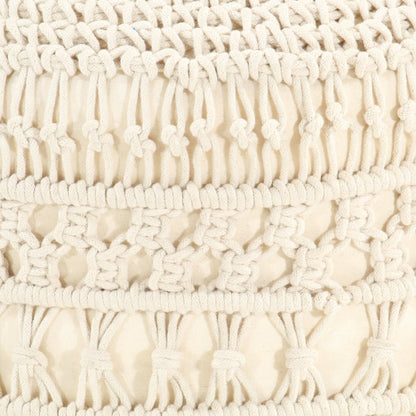 Poef Macramé Handgemaakt 45X30 Cm Katoen Wit
