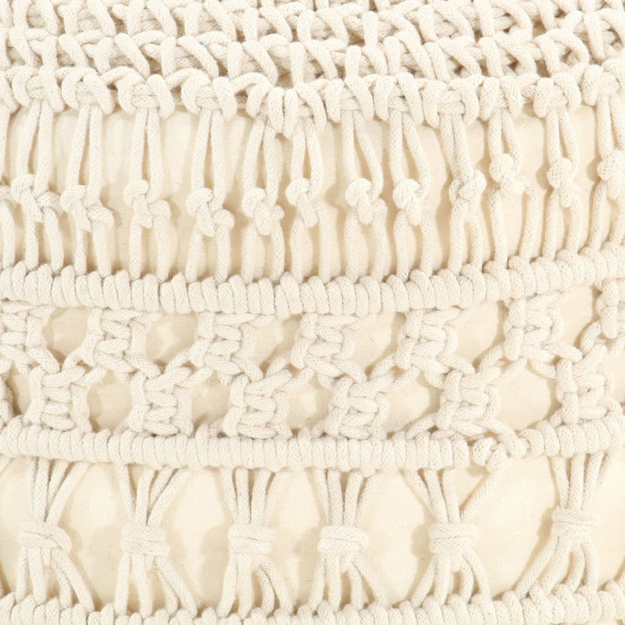 Poef Macramé Handgemaakt 45X30 Cm Katoen Wit