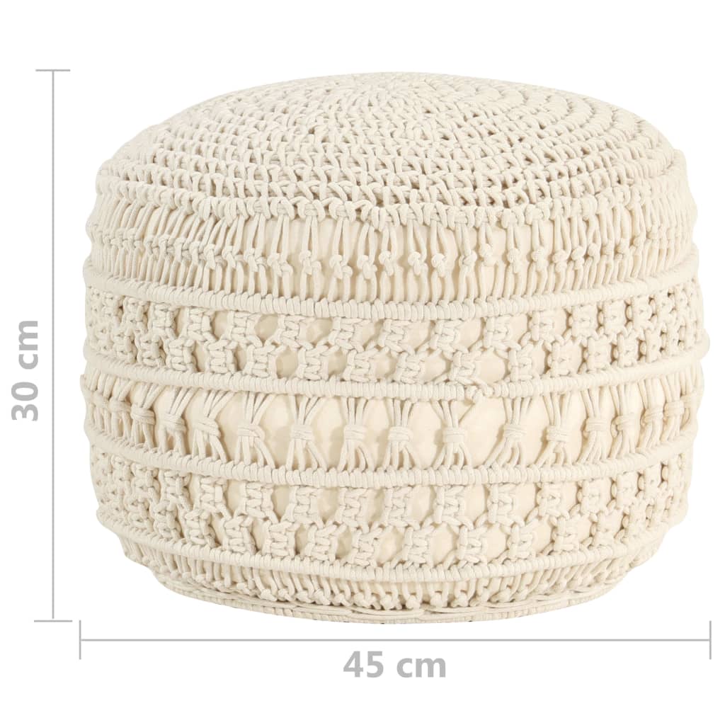 Poef Macramé Handgemaakt 45X30 Cm Katoen Wit
