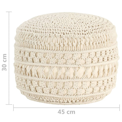 Poef Macramé Handgemaakt 45X30 Cm Katoen Wit