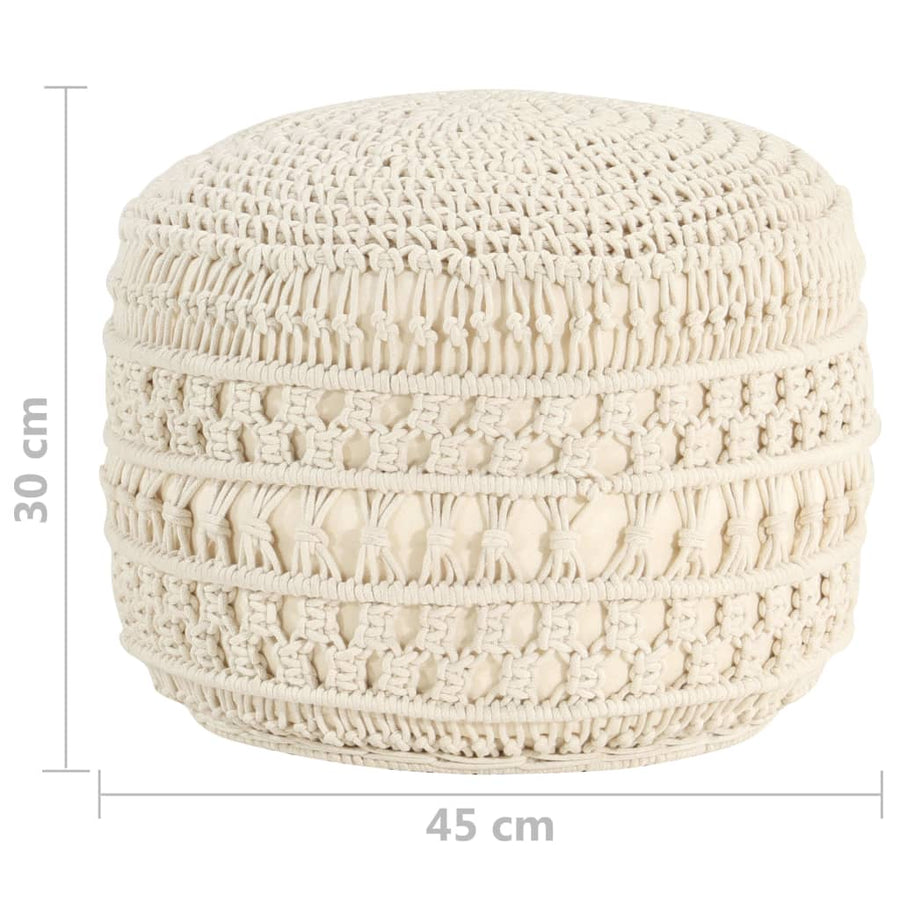 Poef Macramé Handgemaakt 45X30 Cm Katoen Wit