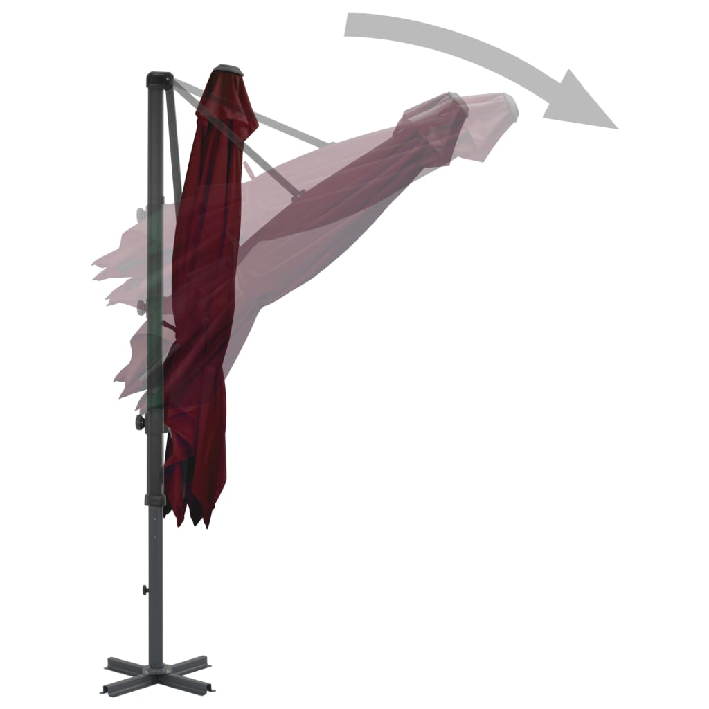 Zweefparasol Met Aluminium Paal Bordeaux 250 x 250 cm Rood