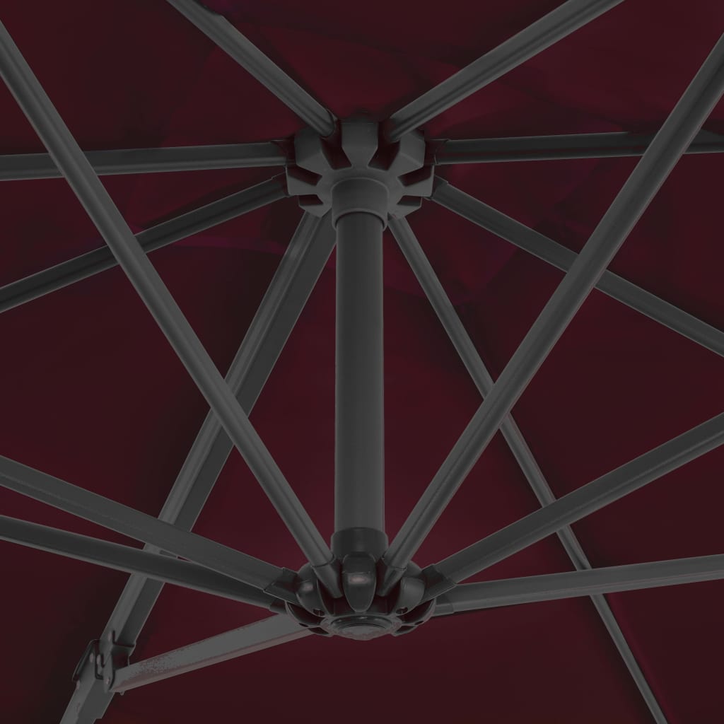 Zweefparasol Met Aluminium Paal Bordeaux 250 x 250 cm Rood