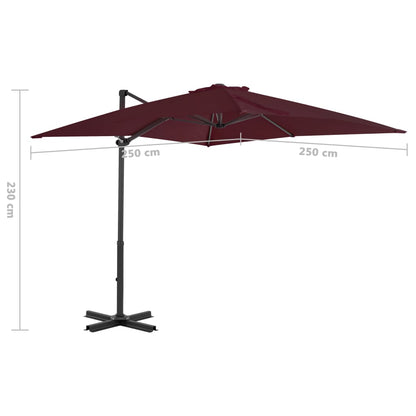 Zweefparasol Met Aluminium Paal Bordeaux 250 x 250 cm Rood