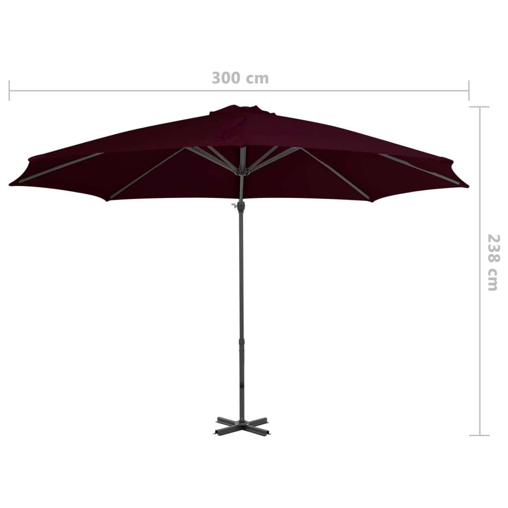 Zweefparasol Met Aluminium Paal 300 Cm 300 x 238 cm Rood