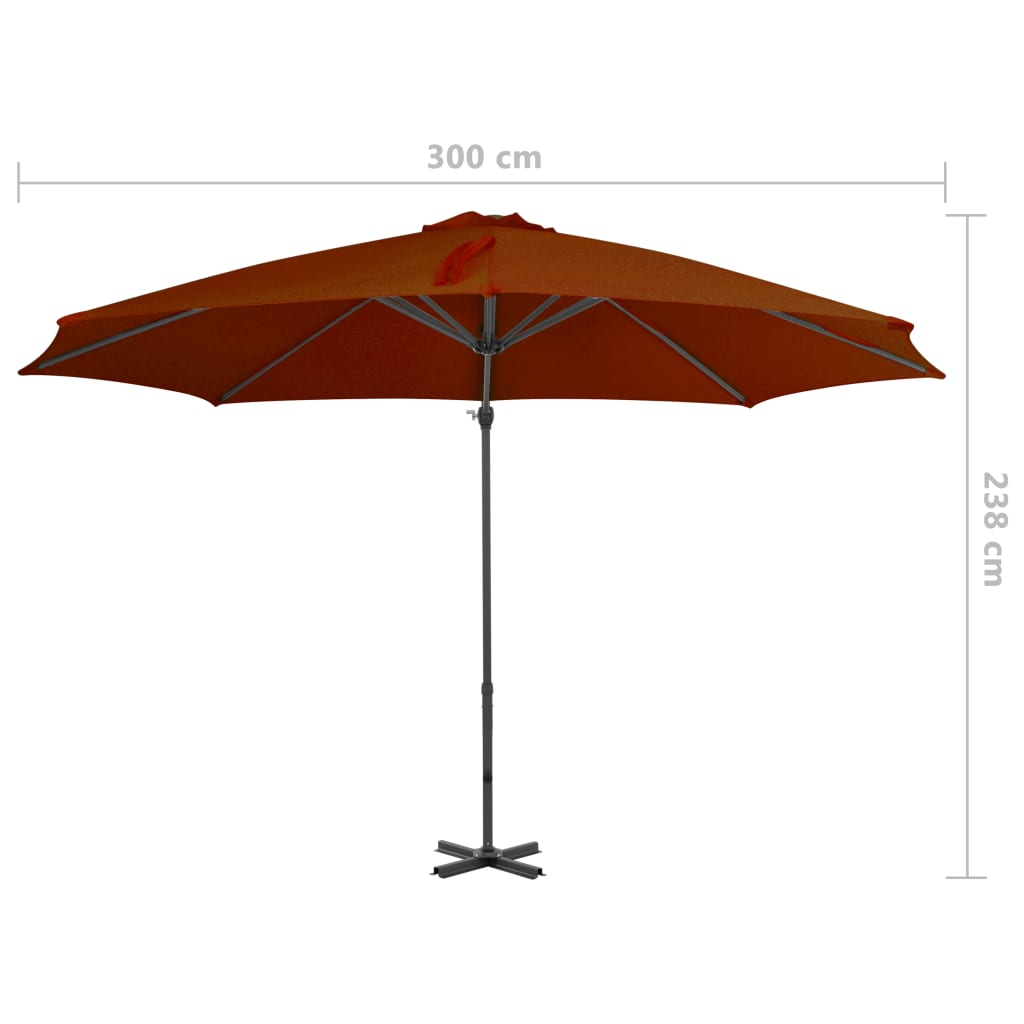 Zweefparasol Met Aluminium Paal 300 Cm Kleurig 300 x 238 cm Terracotta