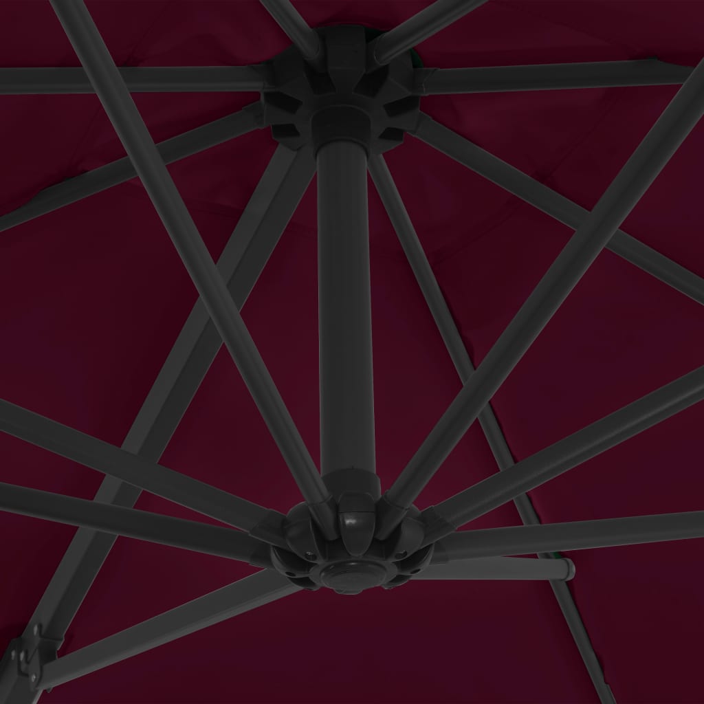 Zweefparasol Met Stalen Paal Bordeaux 250 x 250 cm Rood