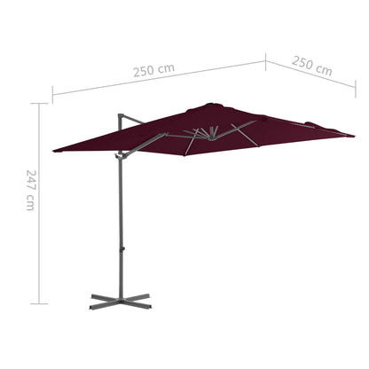 Zweefparasol Met Stalen Paal Bordeaux 250 x 250 cm Rood