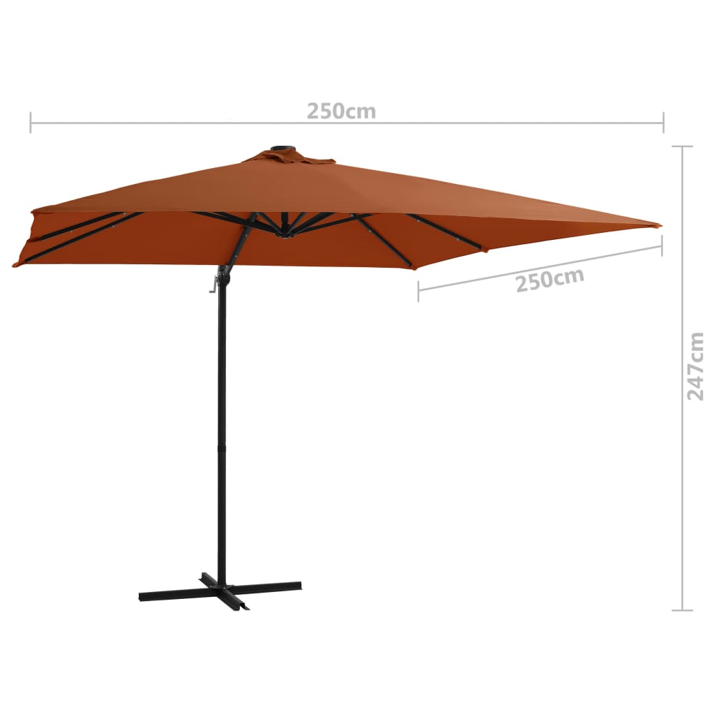 Zweefparasol Met Led-Verlichting Kleurig Terracotta