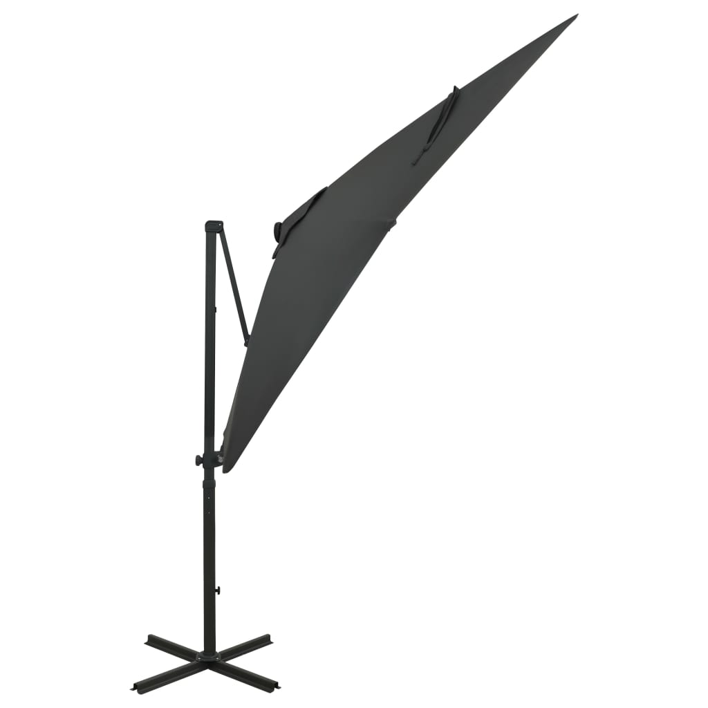 Zweefparasol Met Paal En Led-Verlichting Kleur 250 cm Antraciet