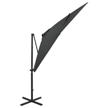 Zweefparasol Met Paal En Led-Verlichting Kleur 250 cm Antraciet