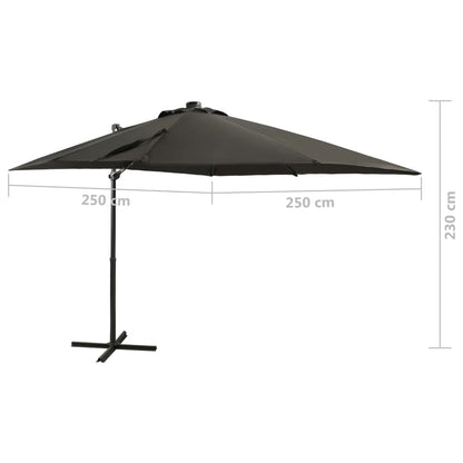 Zweefparasol Met Paal En Led-Verlichting Kleur 250 cm Antraciet