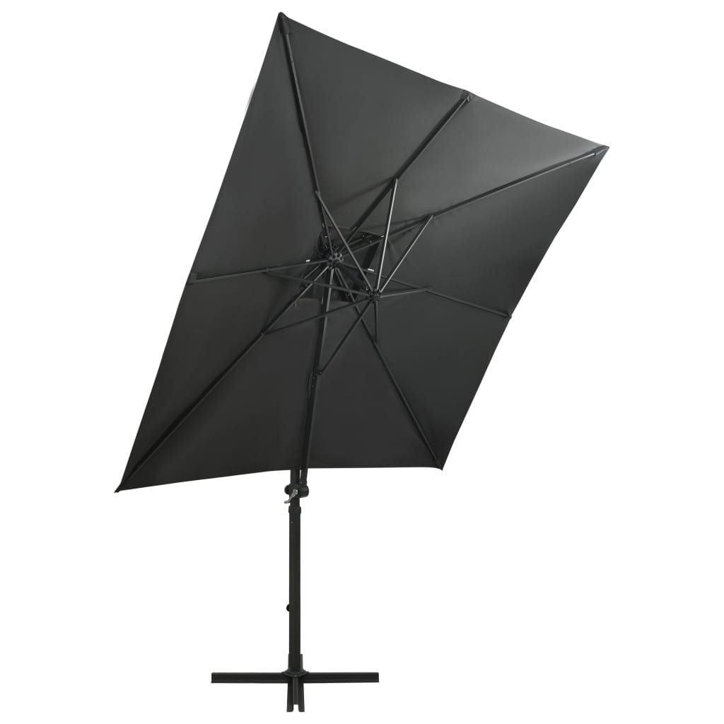Zweefparasol Met Paal En Led-Verlichting Kleur 250 cm Antraciet