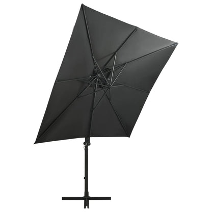 Zweefparasol Met Paal En Led-Verlichting Kleur 250 cm Antraciet