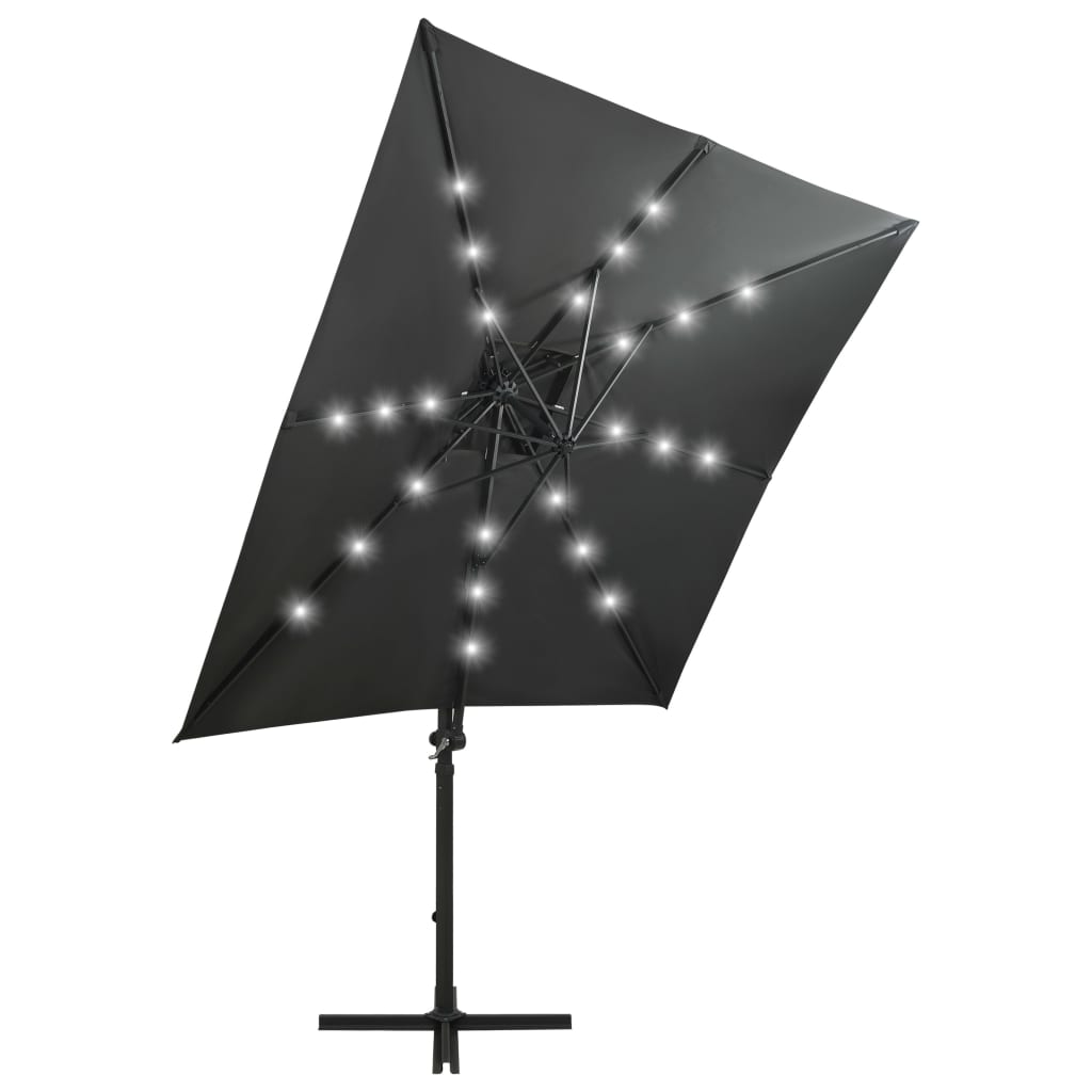 Zweefparasol Met Paal En Led-Verlichting Kleur 250 cm Antraciet