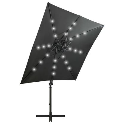 Zweefparasol Met Paal En Led-Verlichting Kleur 250 cm Antraciet