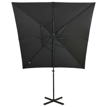 Zweefparasol Met Paal En Led-Verlichting Kleur 250 cm Antraciet