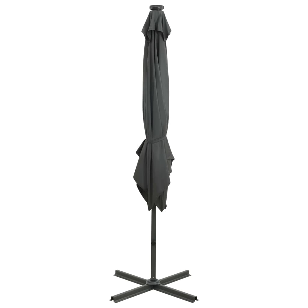 Zweefparasol Met Paal En Led-Verlichting Kleur 250 cm Antraciet